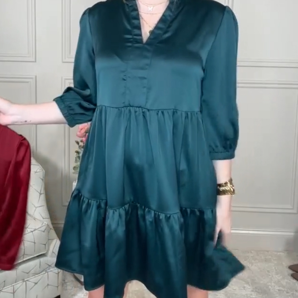 Entro Satin Tiered Dress